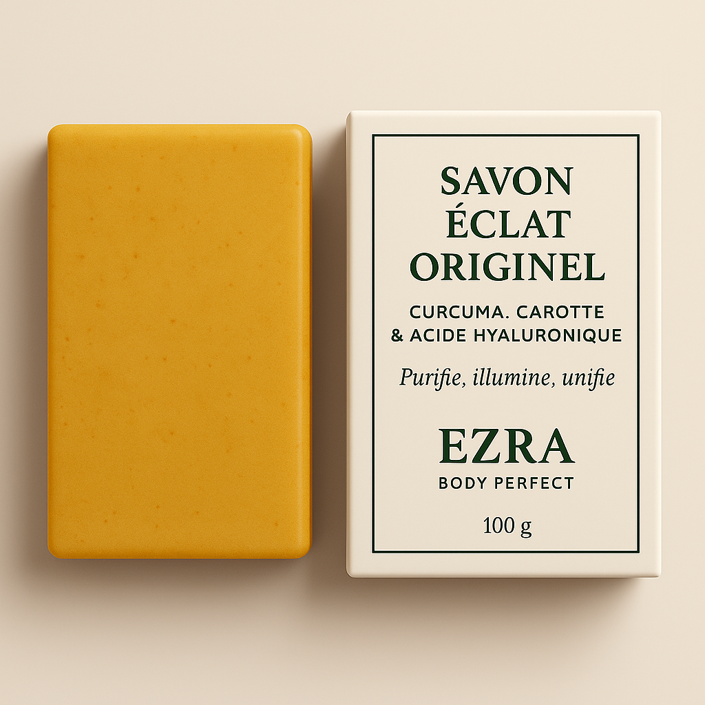 Savon Éclat Originel – Curcuma, Carotte & Acide Hyaluronique - EZRA BODY PERFECT